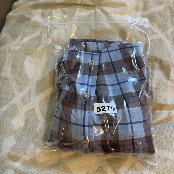 Johnnie-O hangin’ out blue brown plaid cotton button up shirt large - Picture 8 of 8